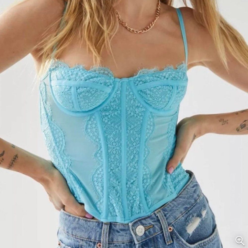 NWOT Urban Outfitters Modern Love Corset in Turquoise XL